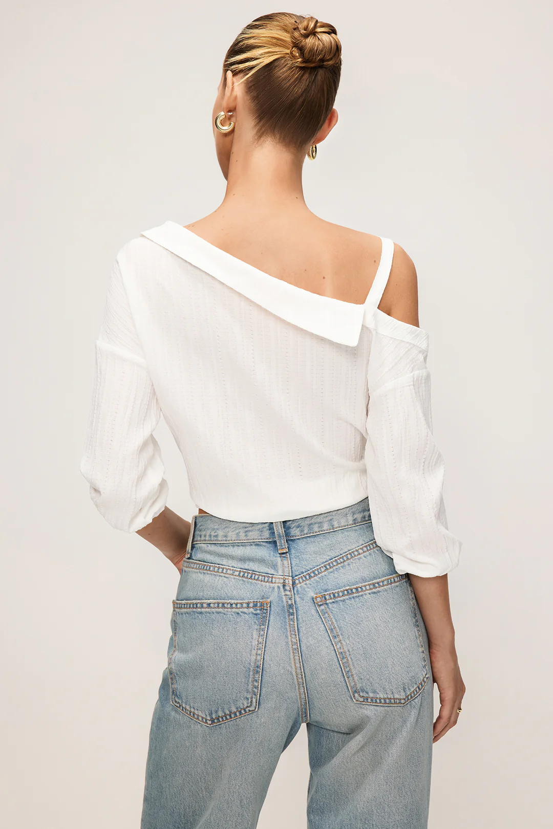Button Asymmetrical Backless Long-Sleeve Shirt - Image 8