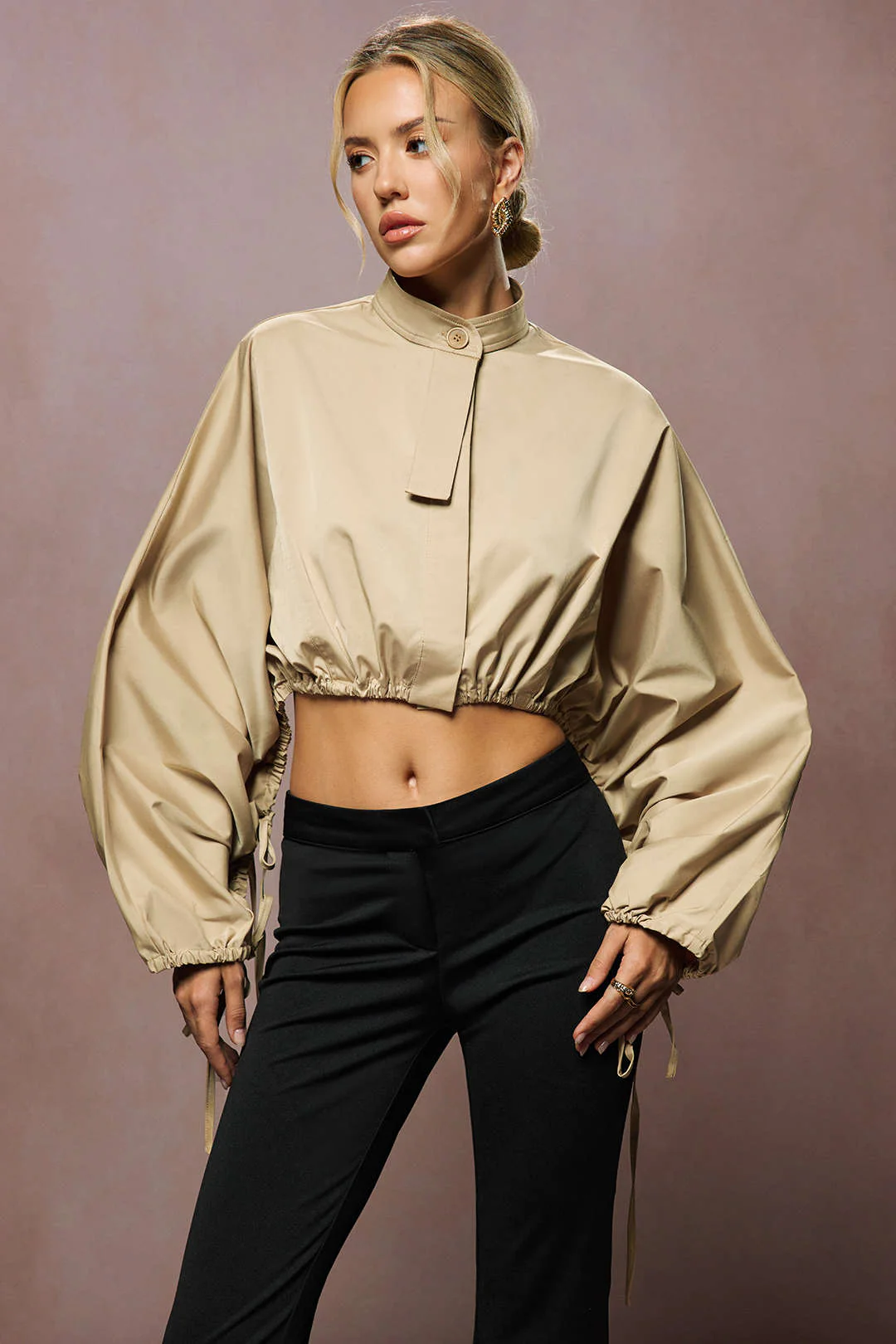 Tie-Up Ruched Long-Sleeve Jacket - Image 6