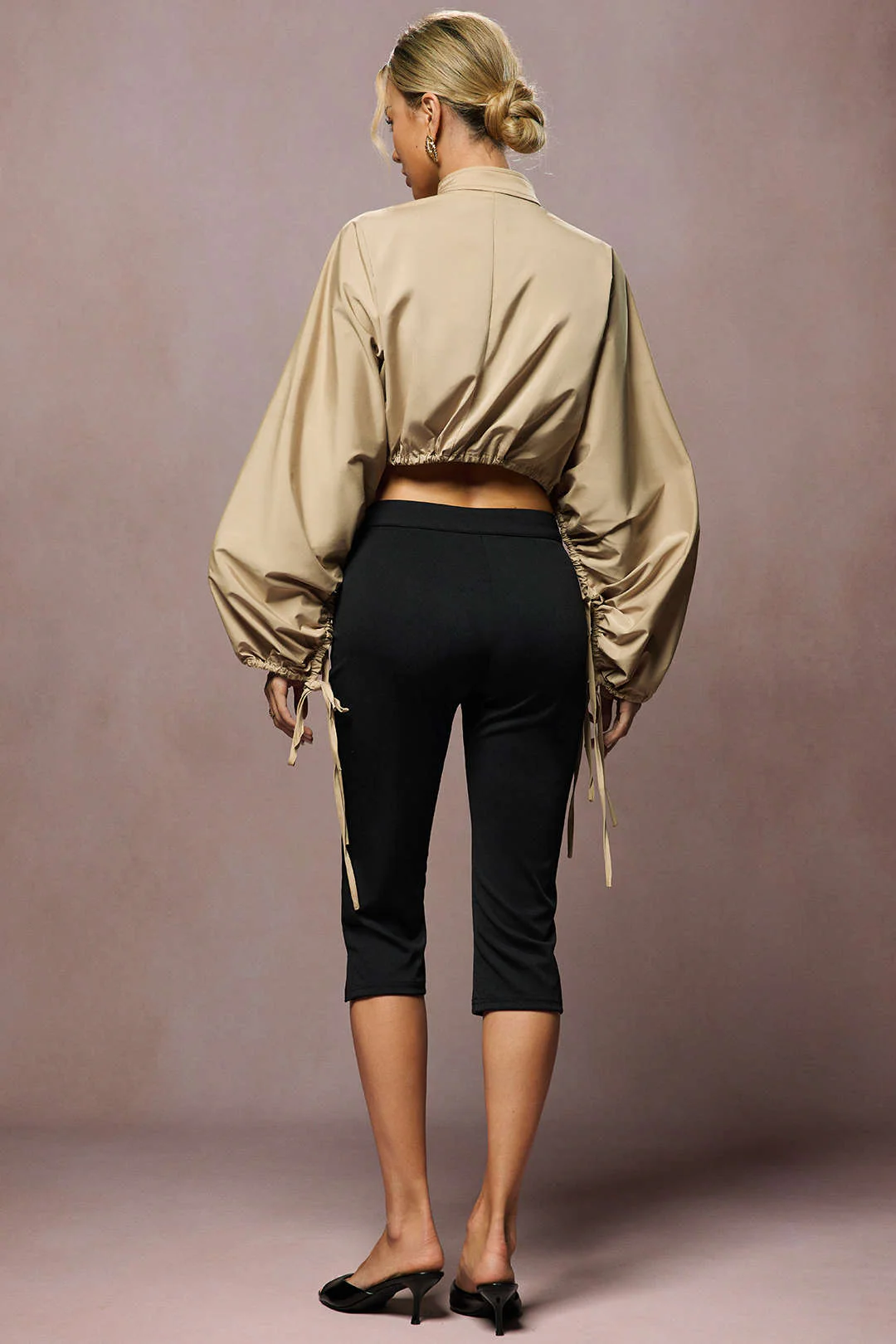 Tie-Up Ruched Long-Sleeve Jacket - Image 8