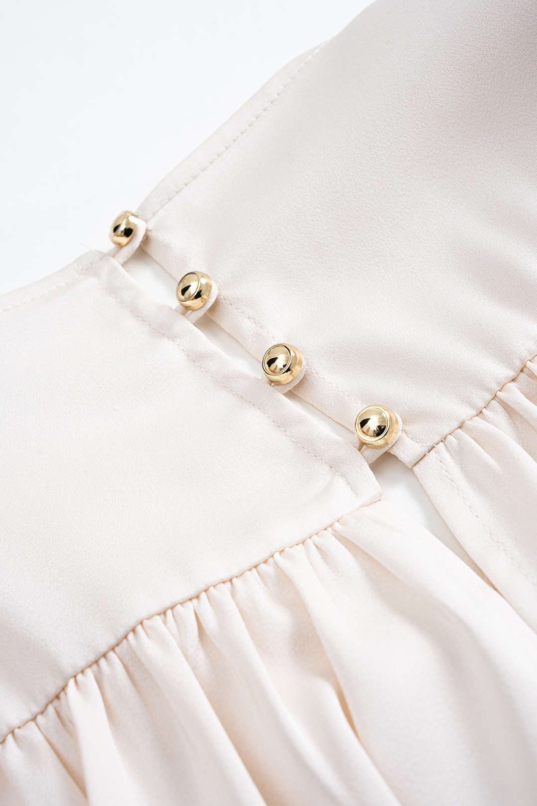 Satin V-Neck Ruched Long-Sleeve Shirt - Image 3
