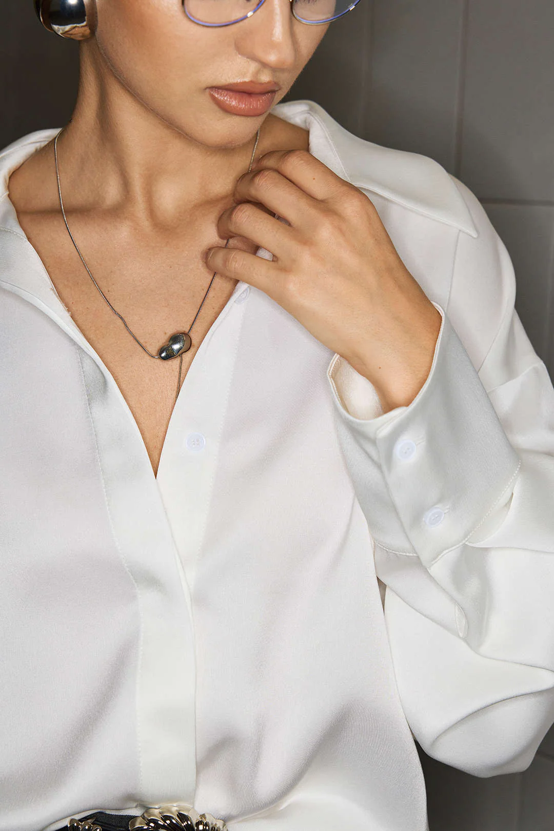 Satin Ruched Long-Sleeve Shirt - Image 2