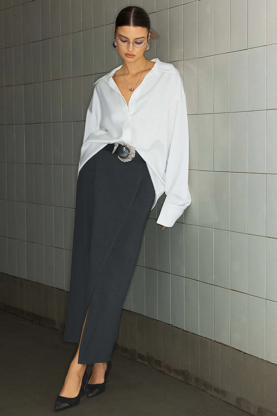 Satin Ruched Long-Sleeve Shirt - Image 4