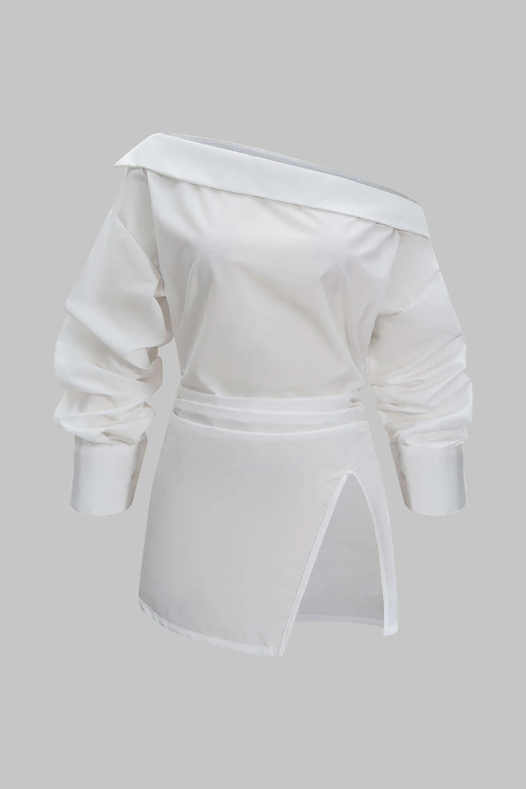 Off Shoulder Ruched Long-Sleeve Shirt
