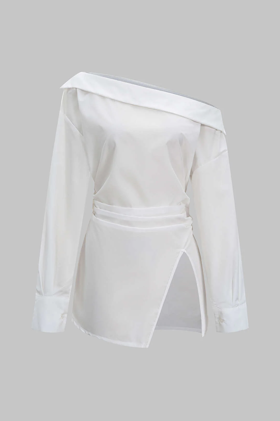 Off Shoulder Ruched Long-Sleeve Shirt - Image 2