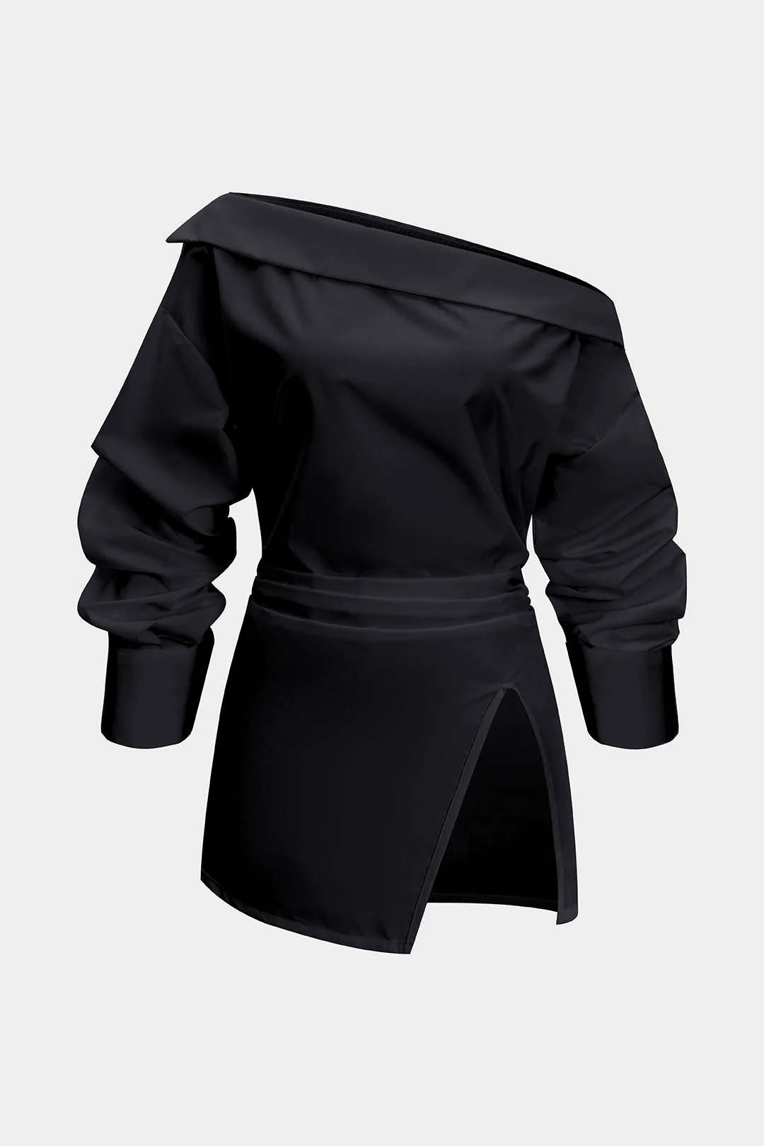Off Shoulder Ruched Long-Sleeve Shirt - Image 6