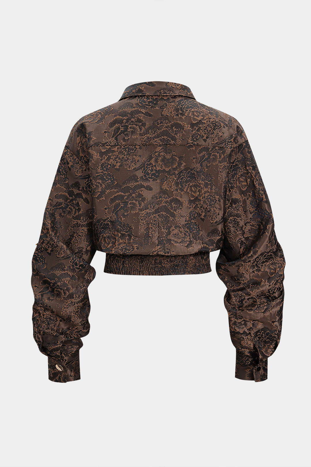Floral Print Jacquard Smocked Long-Sleeve Shirt - Image 3