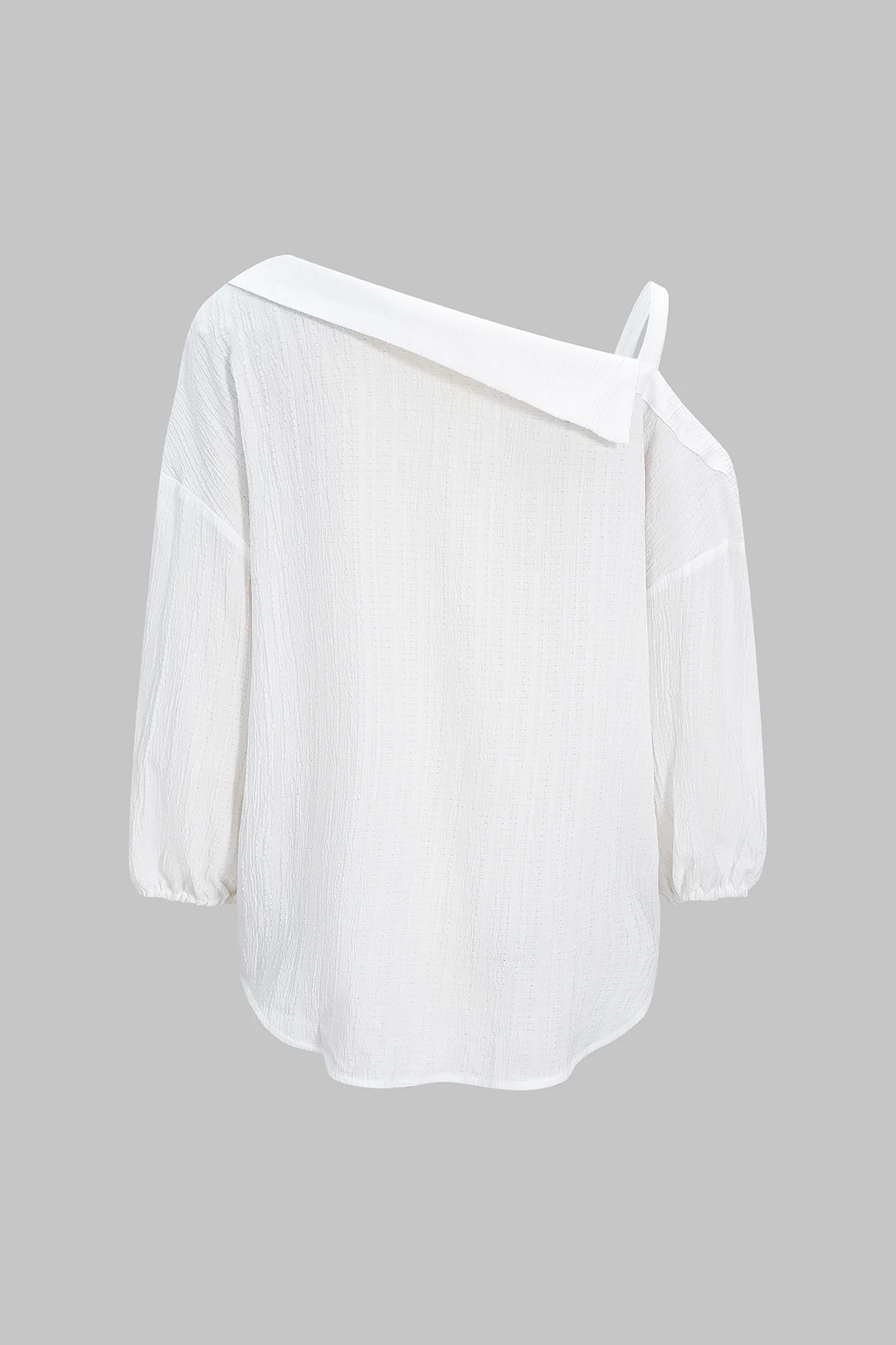 Plus Size Button Asymmetrical Shoulder Long-Sleeve Shirt - Image 3