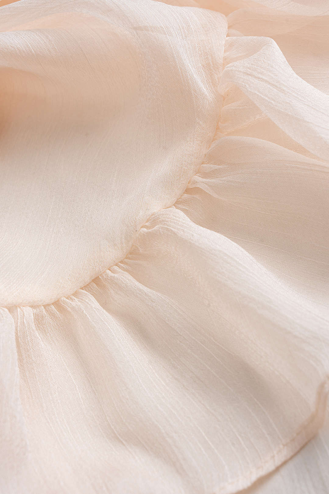Sheer Ruffle Hem Strappy Long-Sleeve Shirt - Image 3