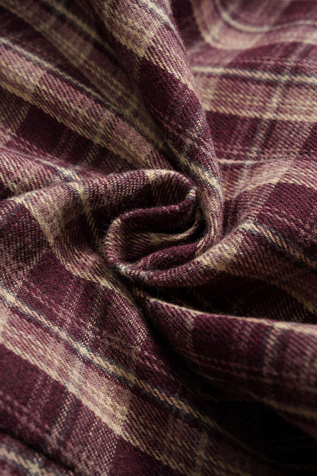 Plaid Print Ruched Waist-Cinching Long-Sleeve Shirt - Image 4