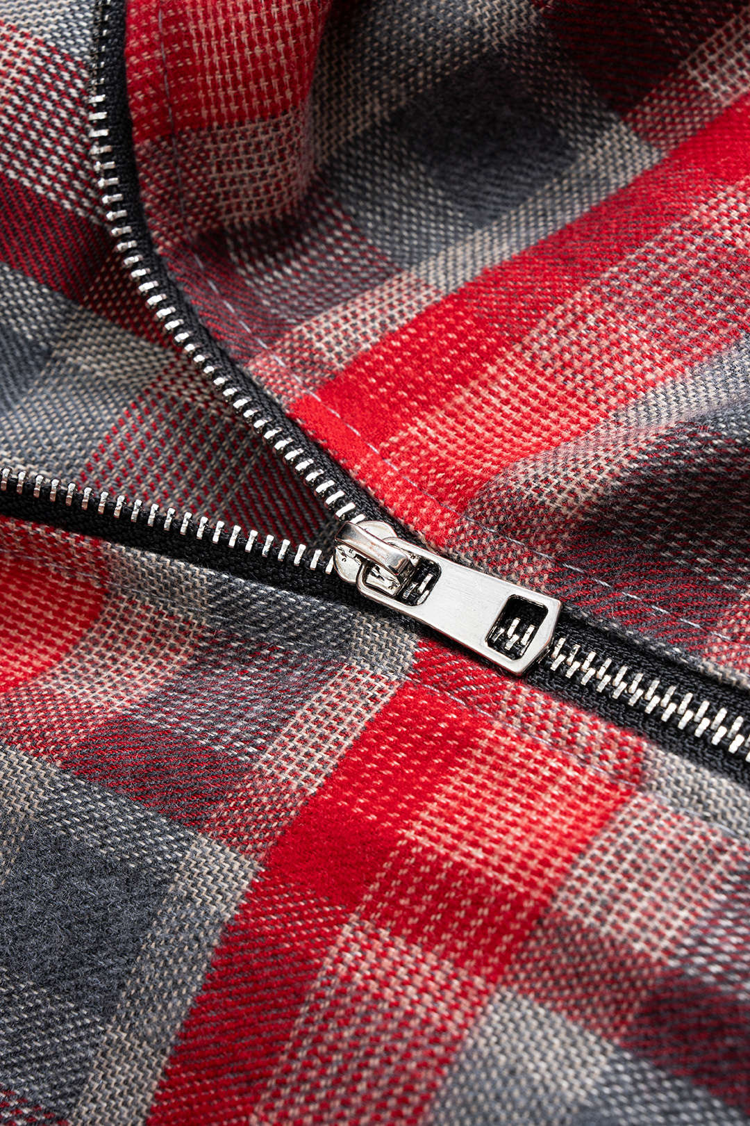 Plaid Print Faux Leather Asymmetrical Neck Long-Sleeve Shirt - Image 3