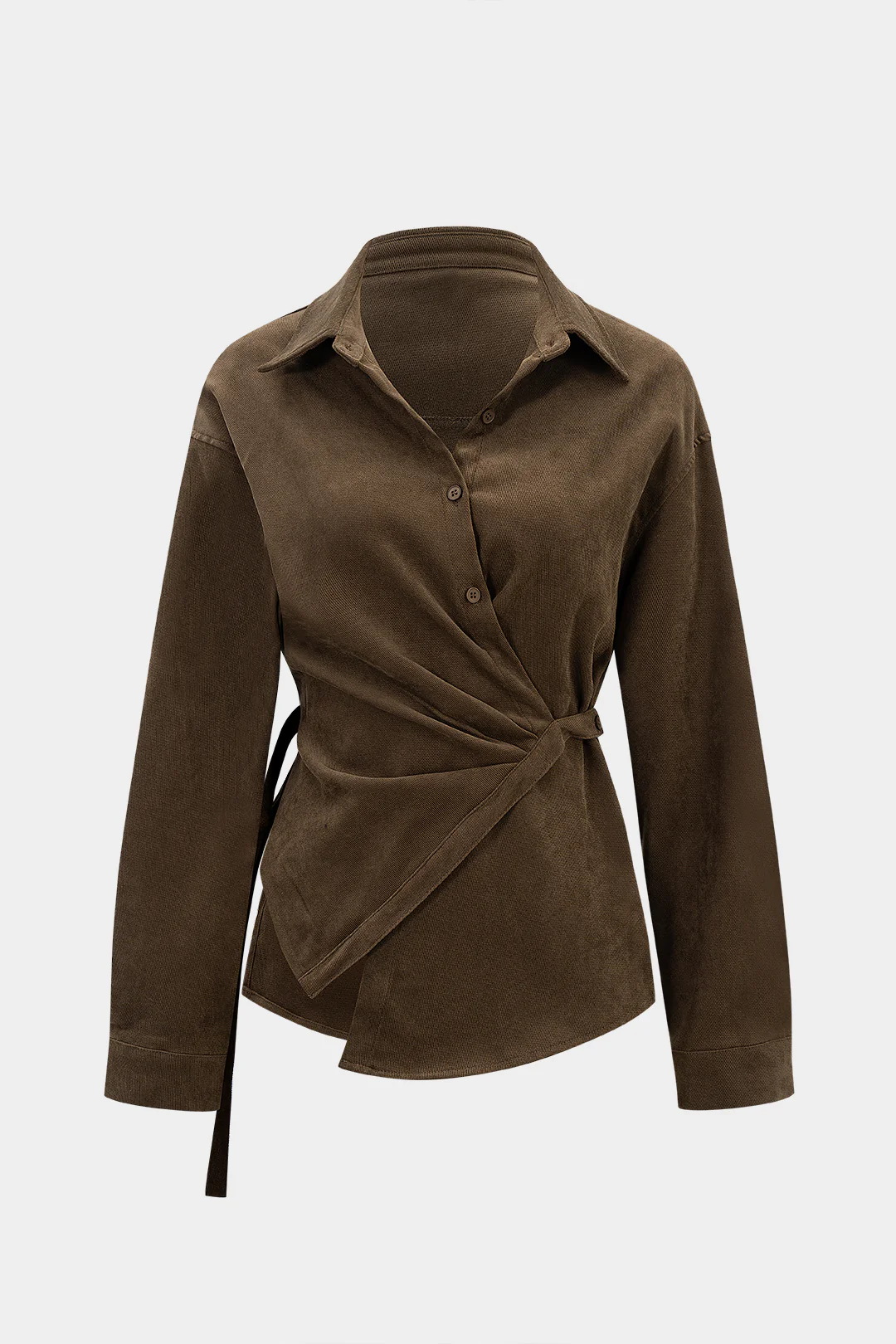 Asymmetrical Tie-Up Long-Sleeve Shirt