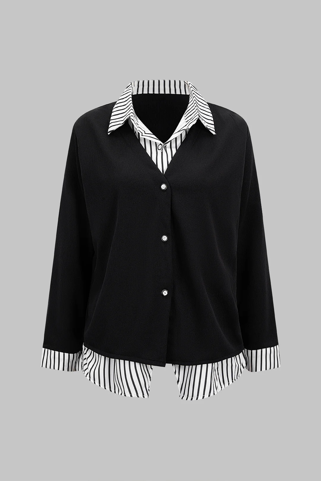 Knit Striped Patchwork Long-Sleeve Top