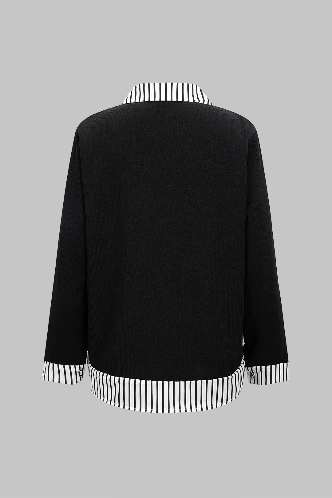 Knit Striped Patchwork Long-Sleeve Top - Image 2