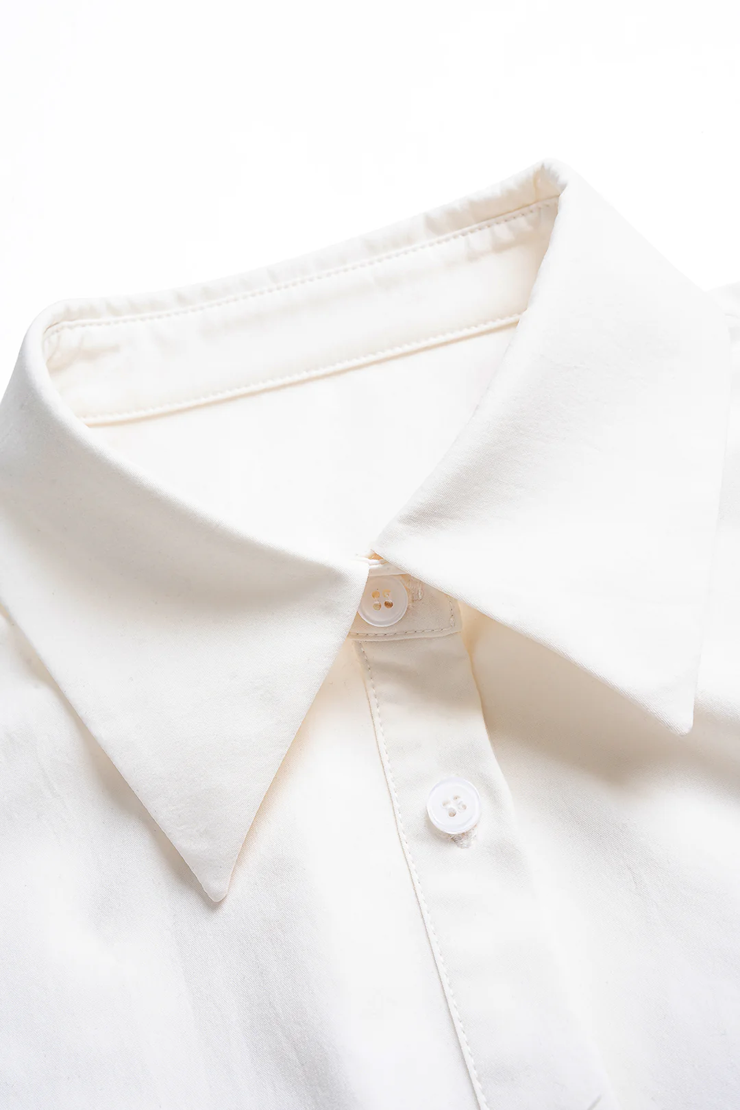 Faux Leather Patchwork Ruched Long-Sleeve Shirt - Image 3