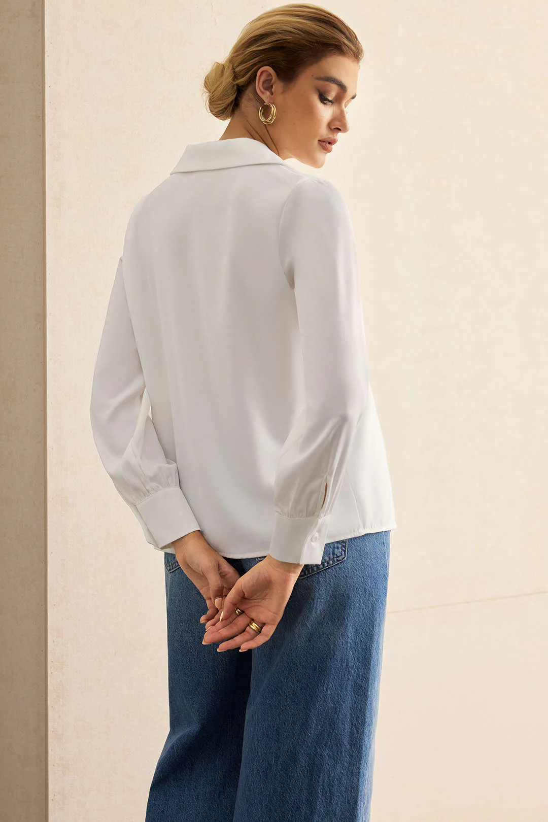 Satin Ruched Long-Sleeve Shirt - Image 2