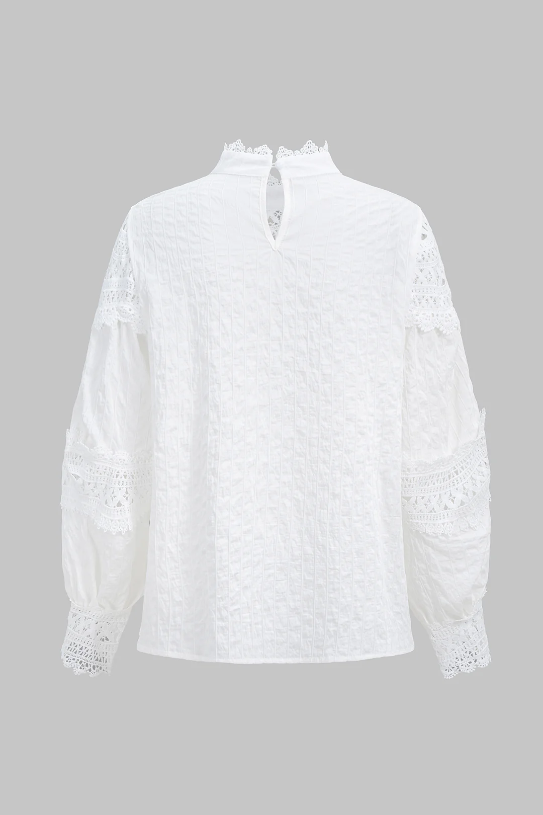 Lace Trim Cut Out Bell Long-Sleeve Shirt - Image 2