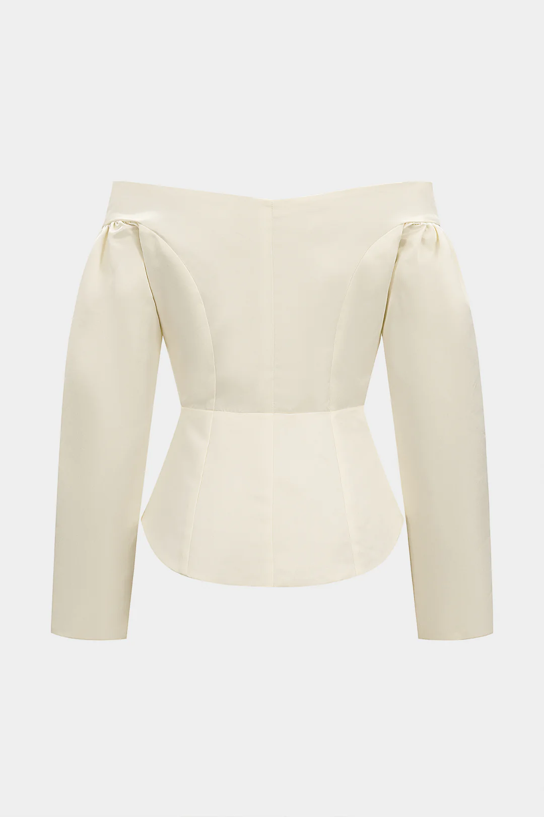 Tie-Up Off-Shoulder Satin Long-Sleeve Shirt - Image 2