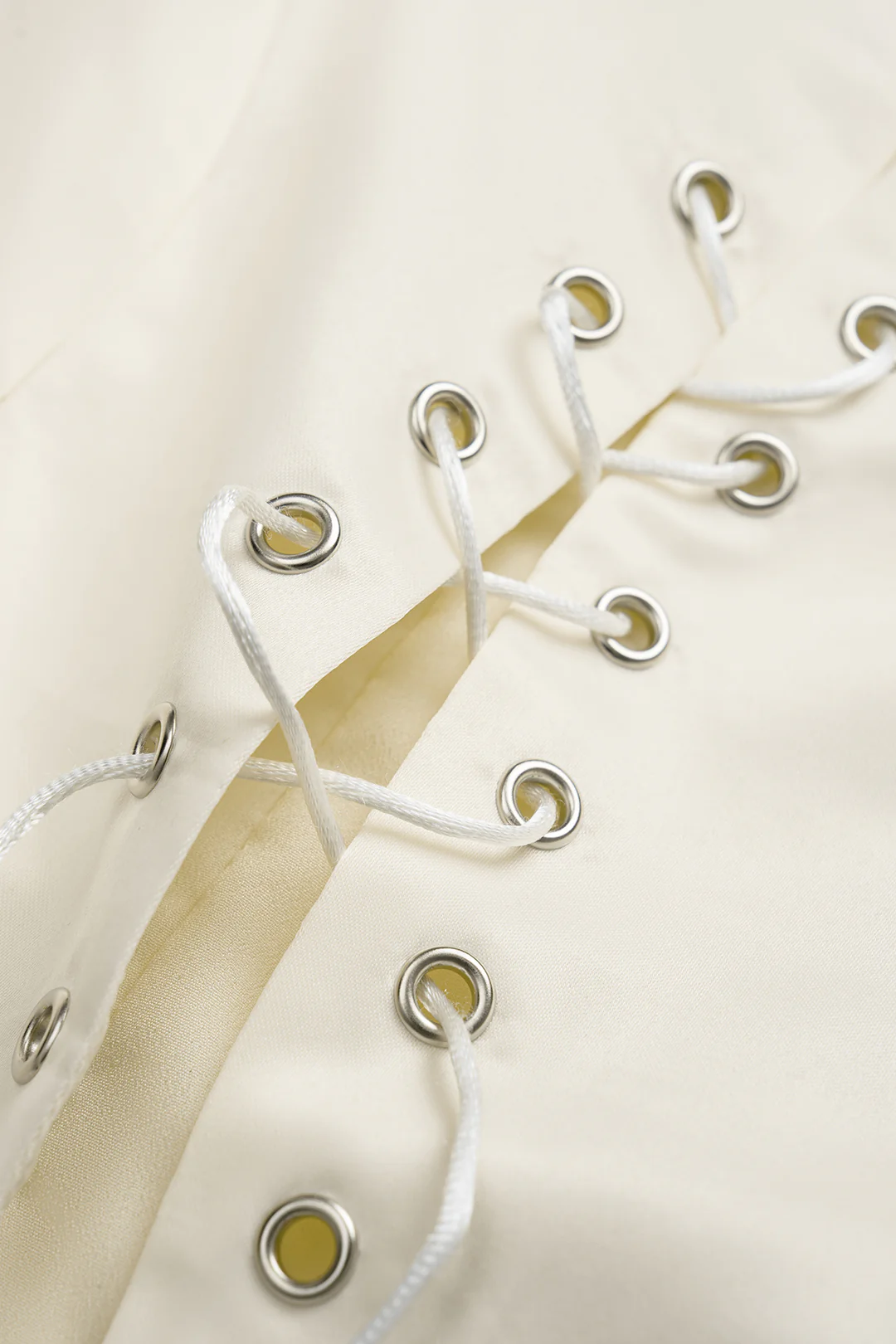 Tie-Up Off-Shoulder Satin Long-Sleeve Shirt - Image 3