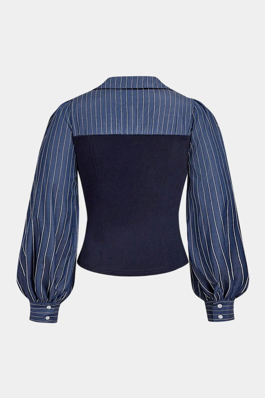 Plus Size Stripes Print Corset Long-Sleeve Shirt - Image 2