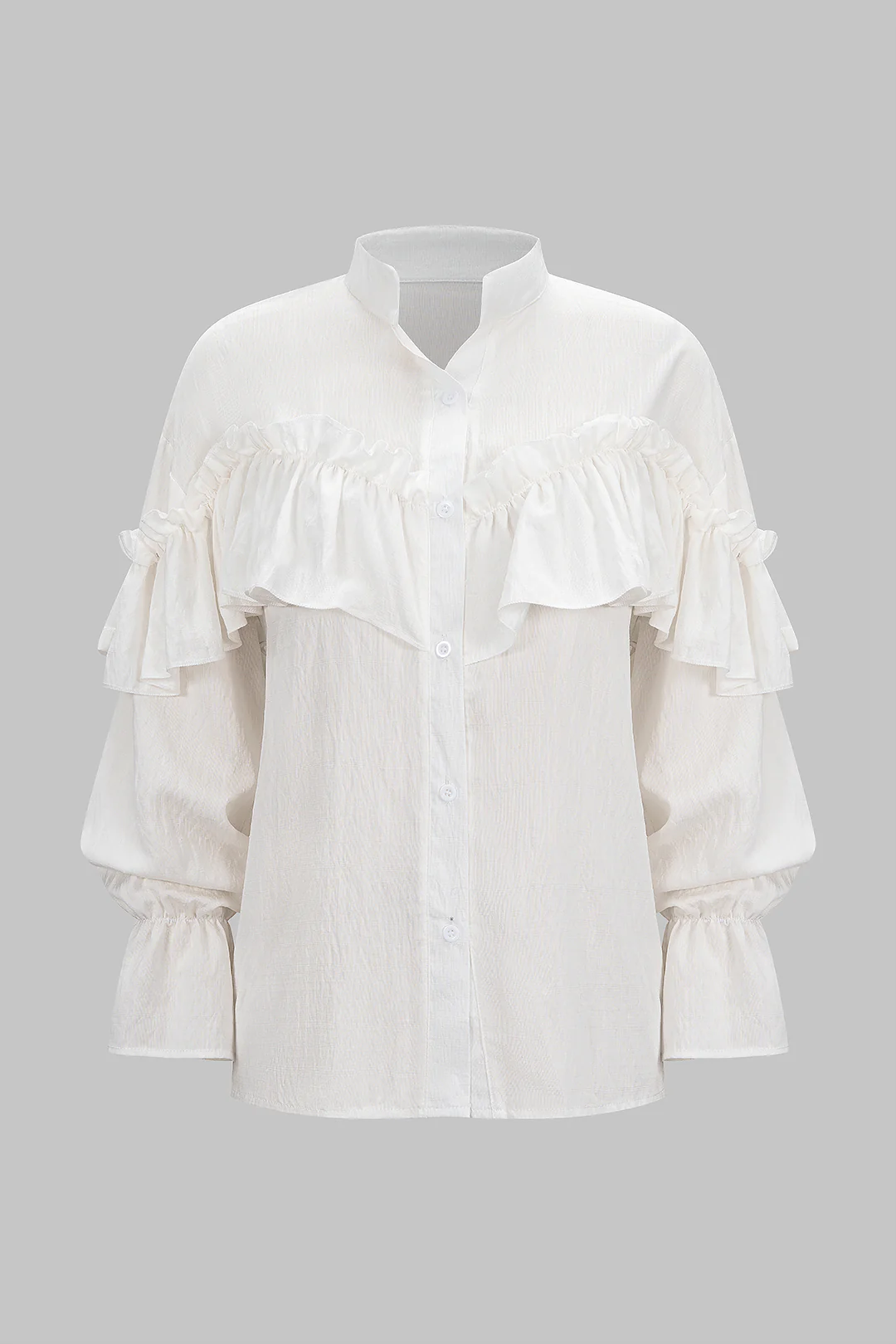 Solid Ruffle Long-Sleeve Shirt - Image 2
