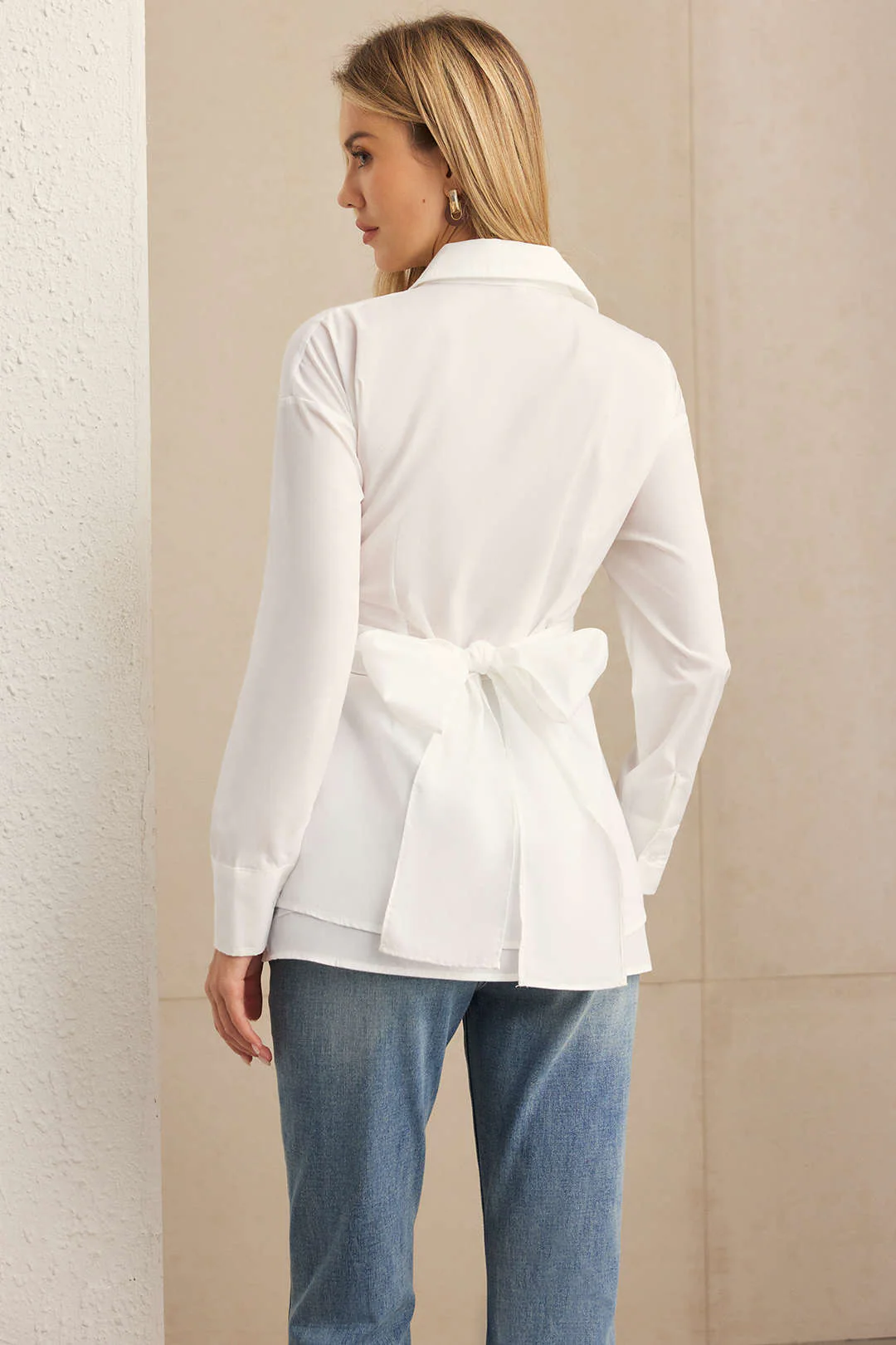 Crossed Button Layered Long-Sleeve Shirt - Image 2