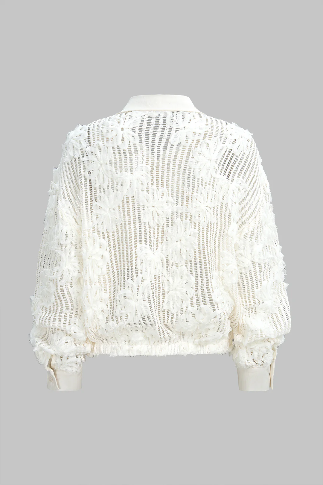 3D Flower Decor Button Cut Out Long-Sleeve Shirt - Image 8