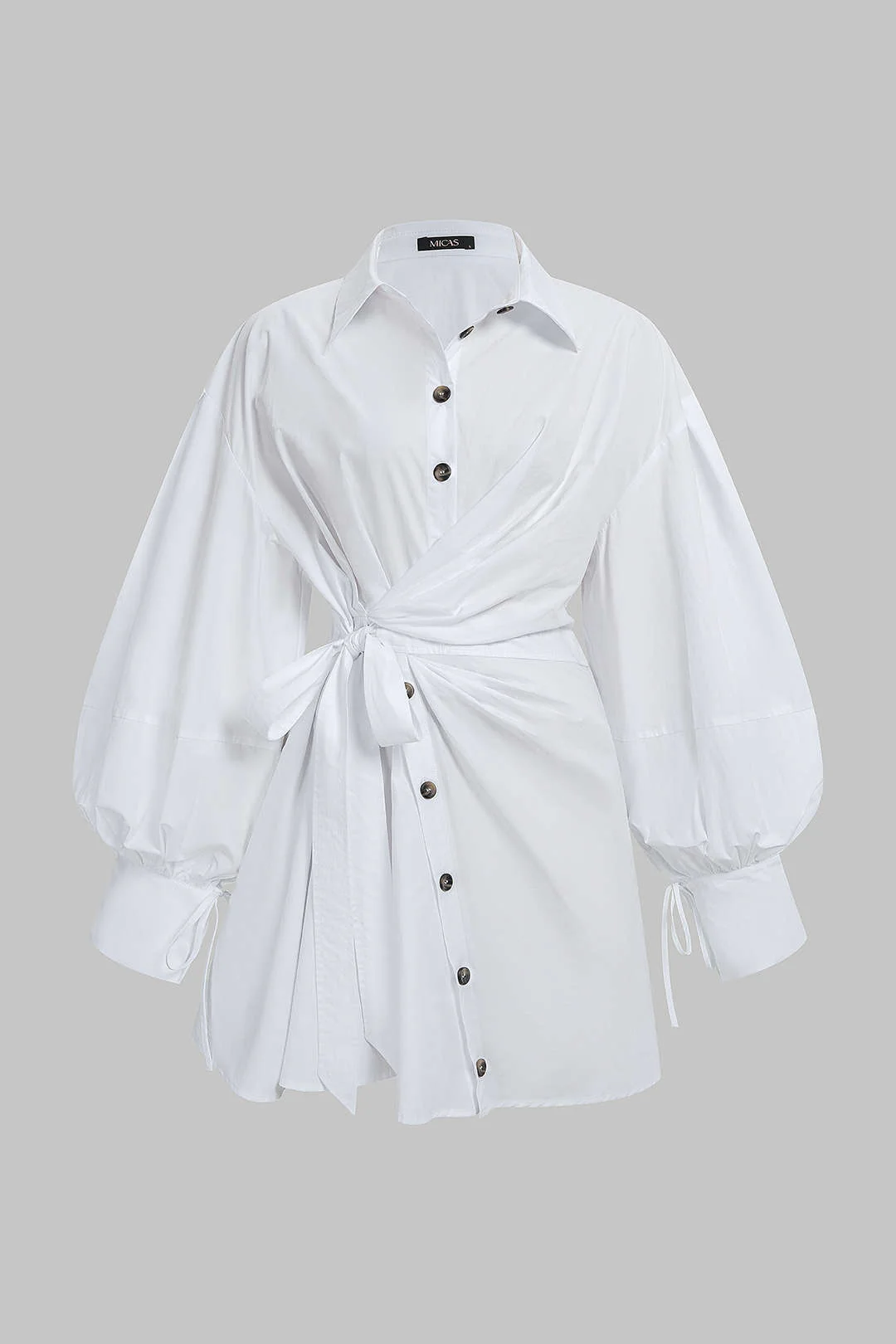 Ruched Asymmetrical Tie-Front Mini Dress