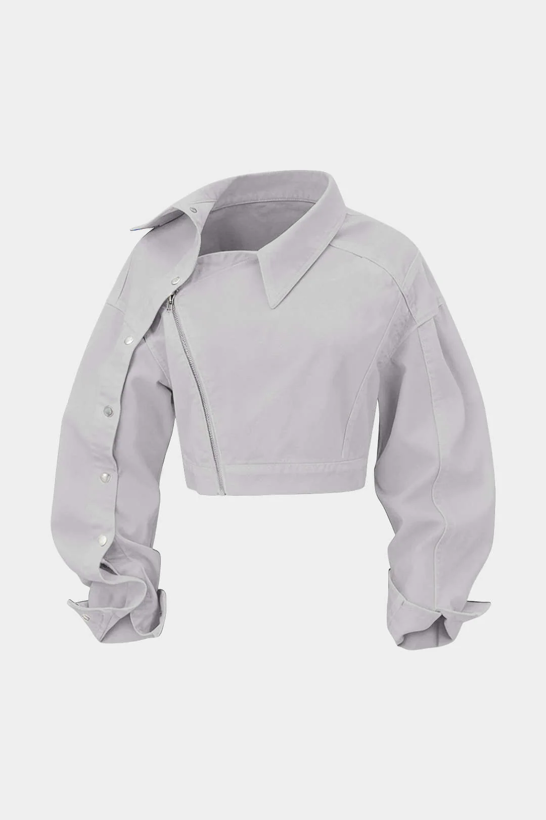 Asymmetrical Zipper Long-Sleeve Shirt - Image 3