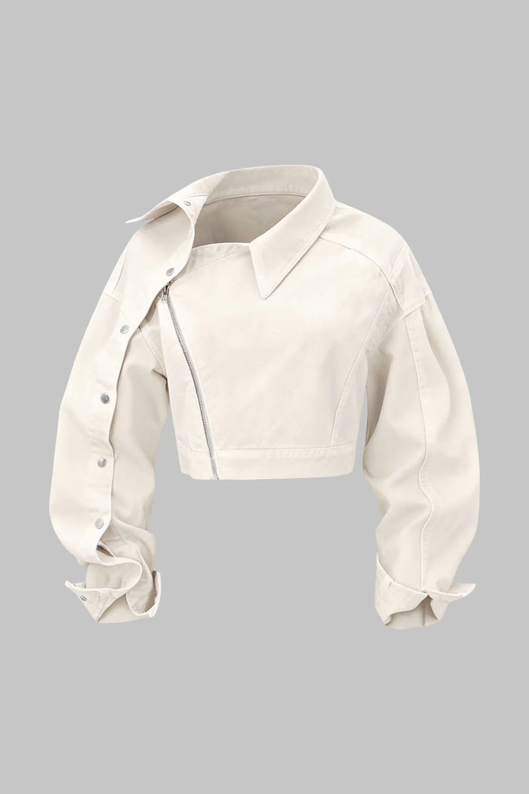 Asymmetrical Zipper Long-Sleeve Shirt - Image 4