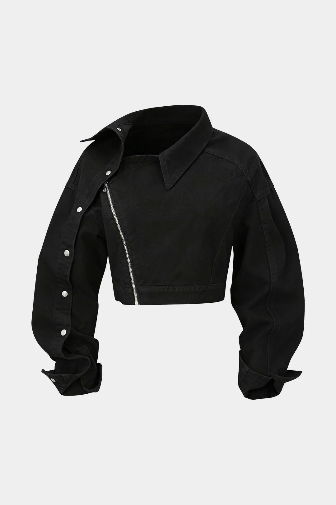 Asymmetrical Zipper Long-Sleeve Shirt - Image 5