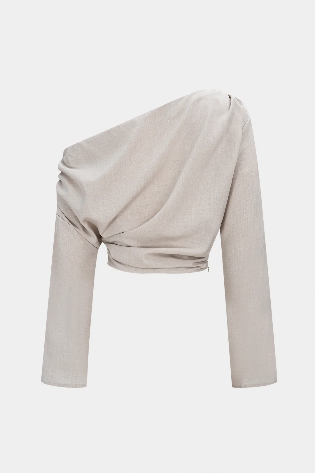 One Shoulder Ruched Long-Sleeve Shirt - Image 2