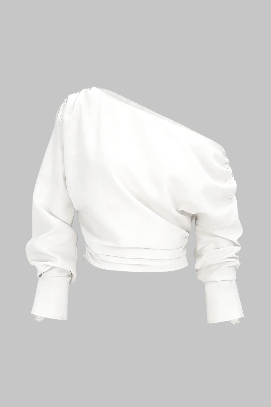 One Shoulder Ruched Long-Sleeve Shirt - Image 4