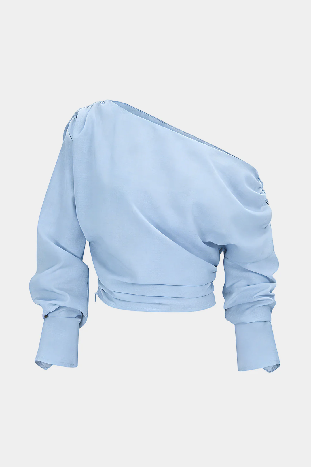 One Shoulder Ruched Long-Sleeve Shirt - Image 5