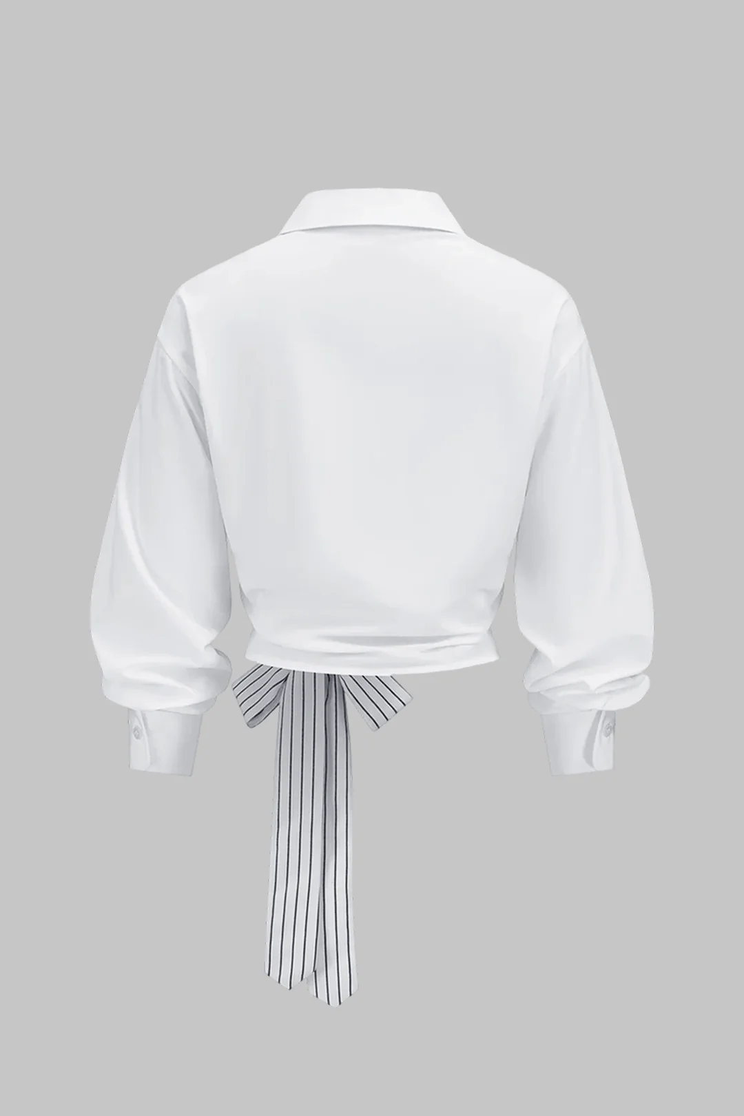 Stripes Print Tie Front Long-Sleeve Shirt - Image 2