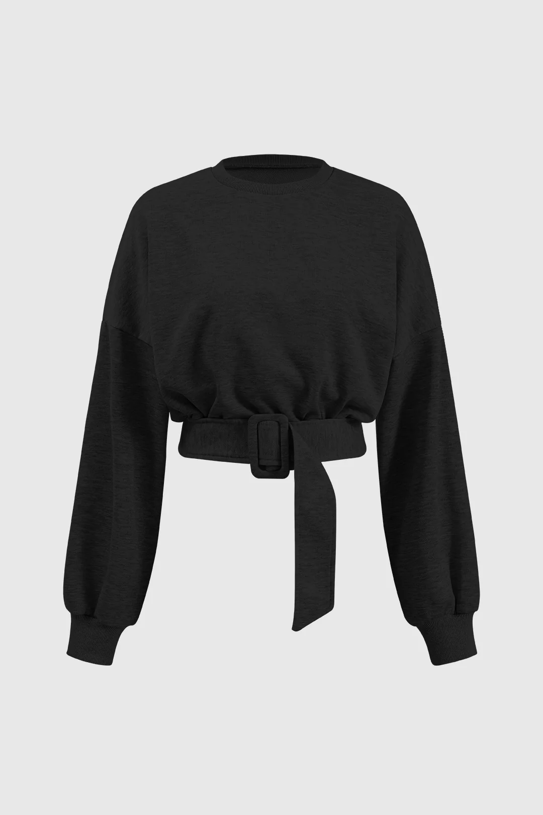 Round Neck Belted Long Sleeve Sweatshirt - Image 12