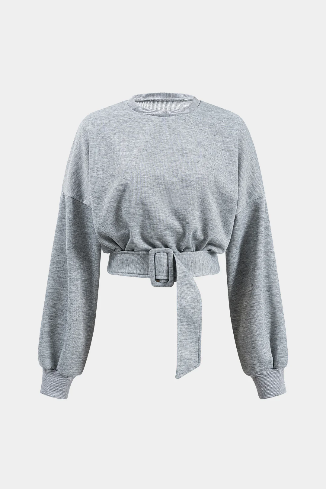 Round Neck Belted Long Sleeve Sweatshirt - Image 7