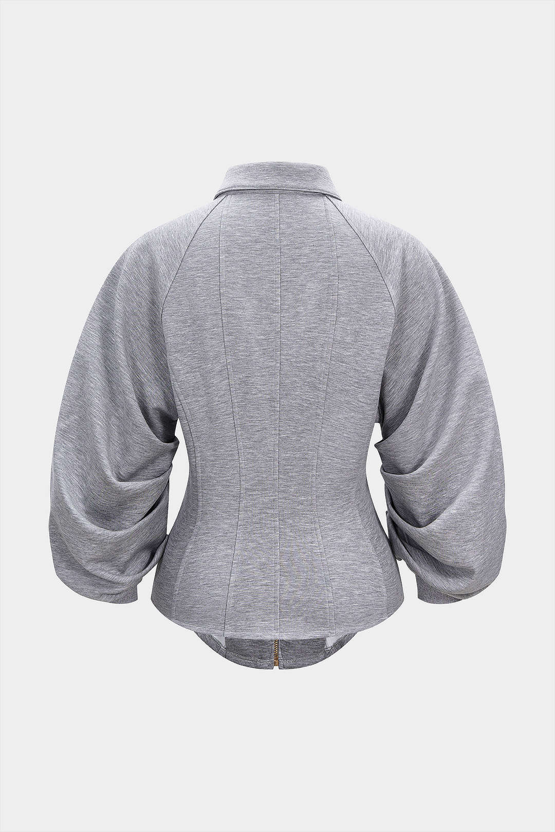 Zipper Ruched Waist-Cinching Sweatshirt - Image 2