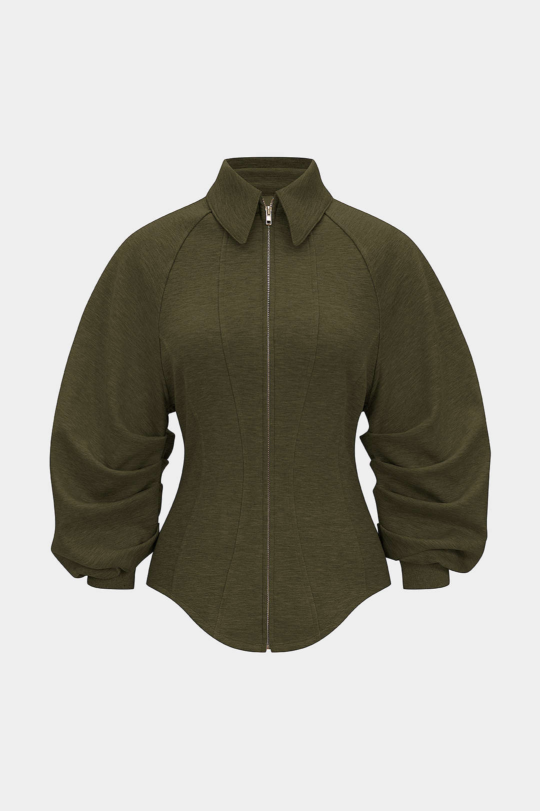 Zipper Ruched Waist-Cinching Sweatshirt - Image 7
