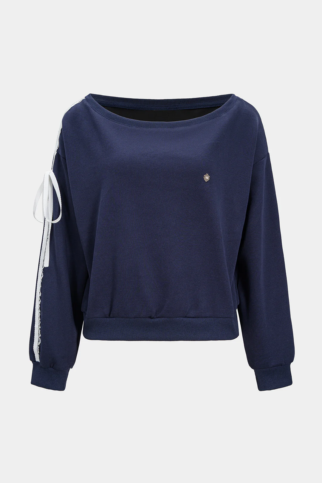 Off-Shoulder Tie-Up Sweatshirt - Image 2