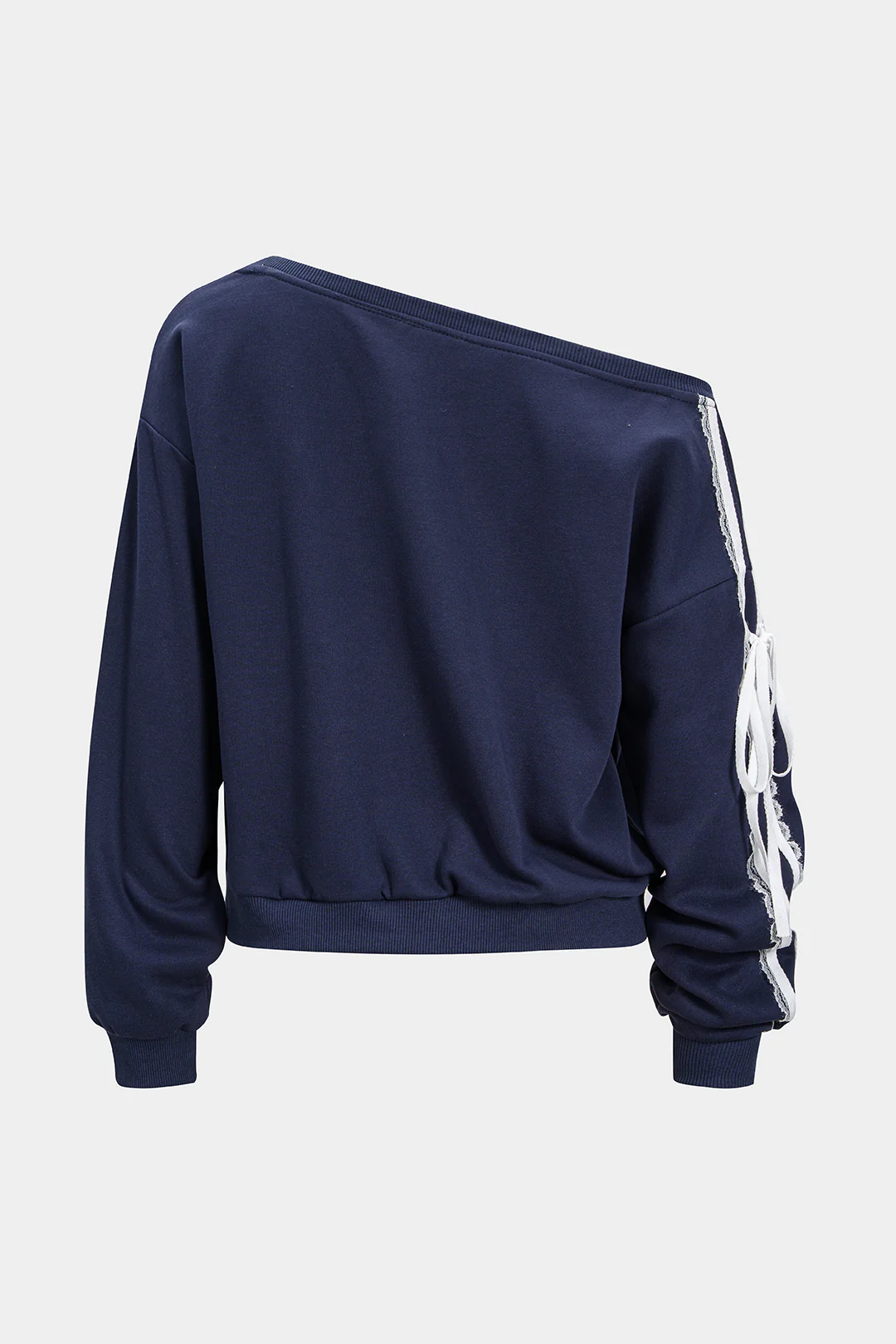Off-Shoulder Tie-Up Sweatshirt - Image 3