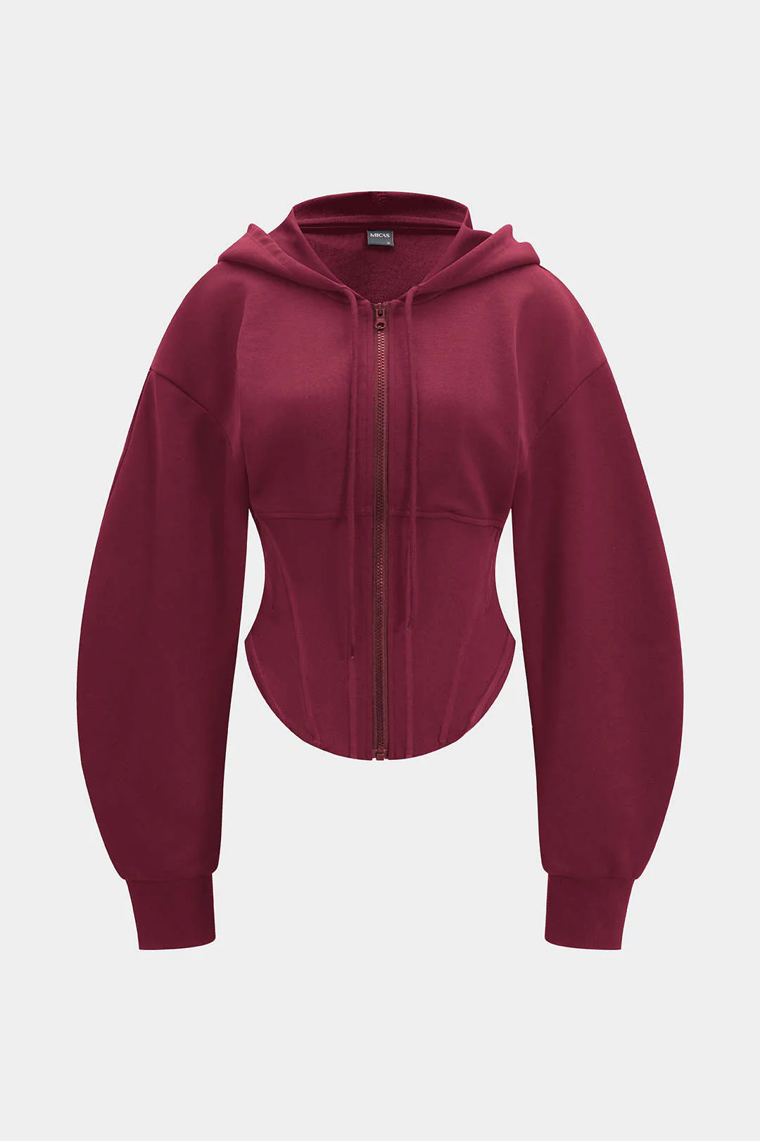 Zipper Drawstring Corset Hoodie - Image 12