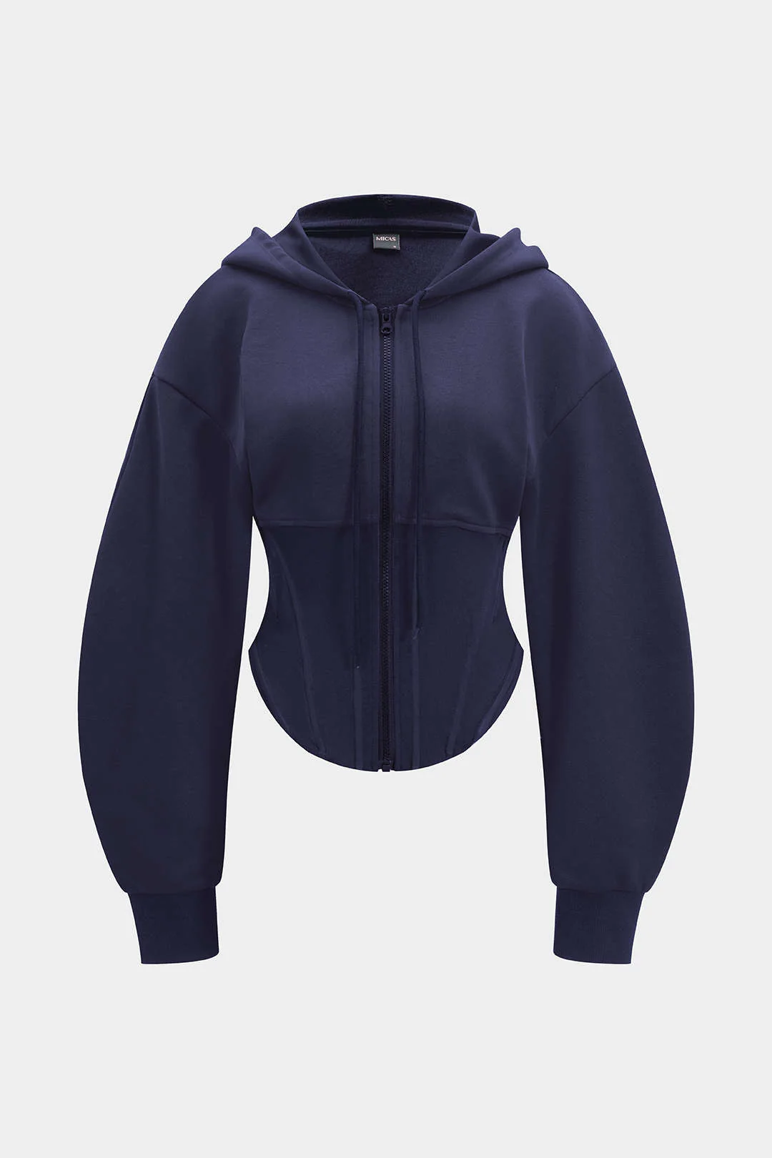 Zipper Drawstring Corset Hoodie - Image 13