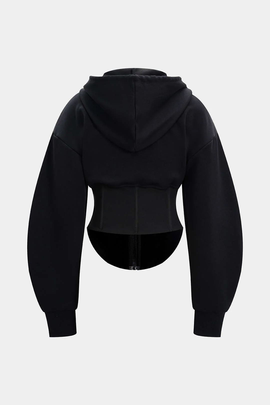 Zipper Drawstring Corset Hoodie - Image 3
