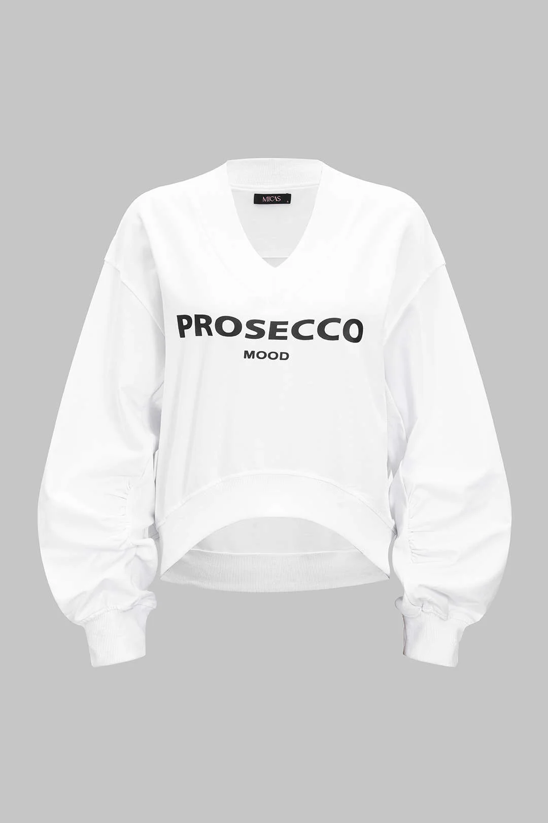 Letter Print Patchwork V-Neck Long Sleeve Sweatshirt - Image 4
