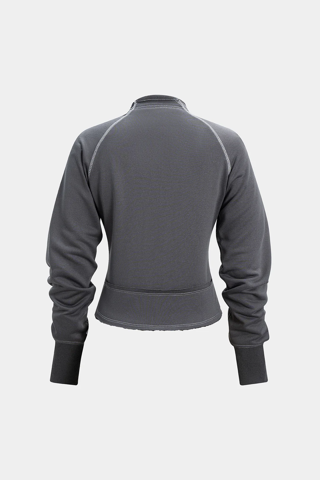 Letter Embroidery Zipper Sweatshirt - Image 2