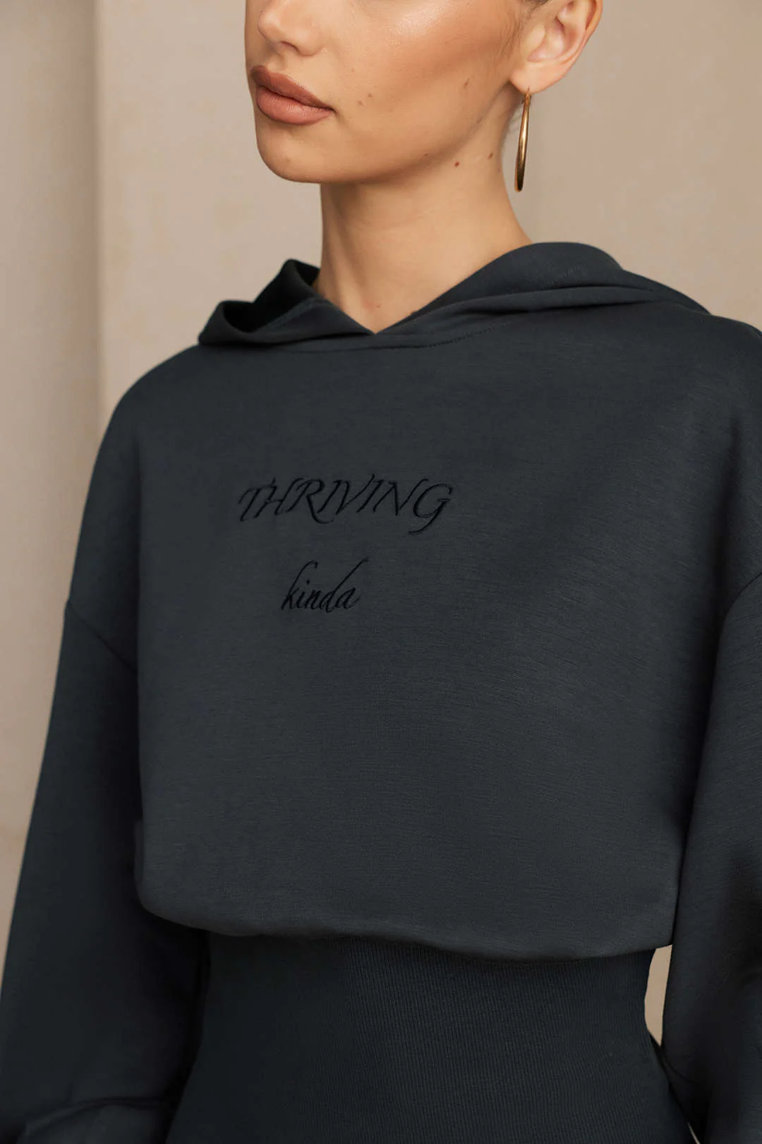 Letter Embroidery Long-Sleeve Hoodie - Image 5