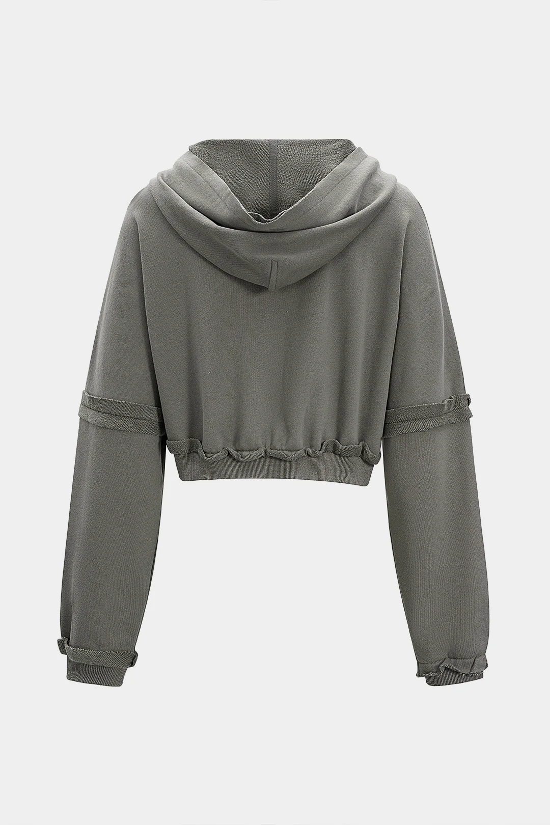 Hooded Frayed Long Sleeve Sweatshirt - Image 2