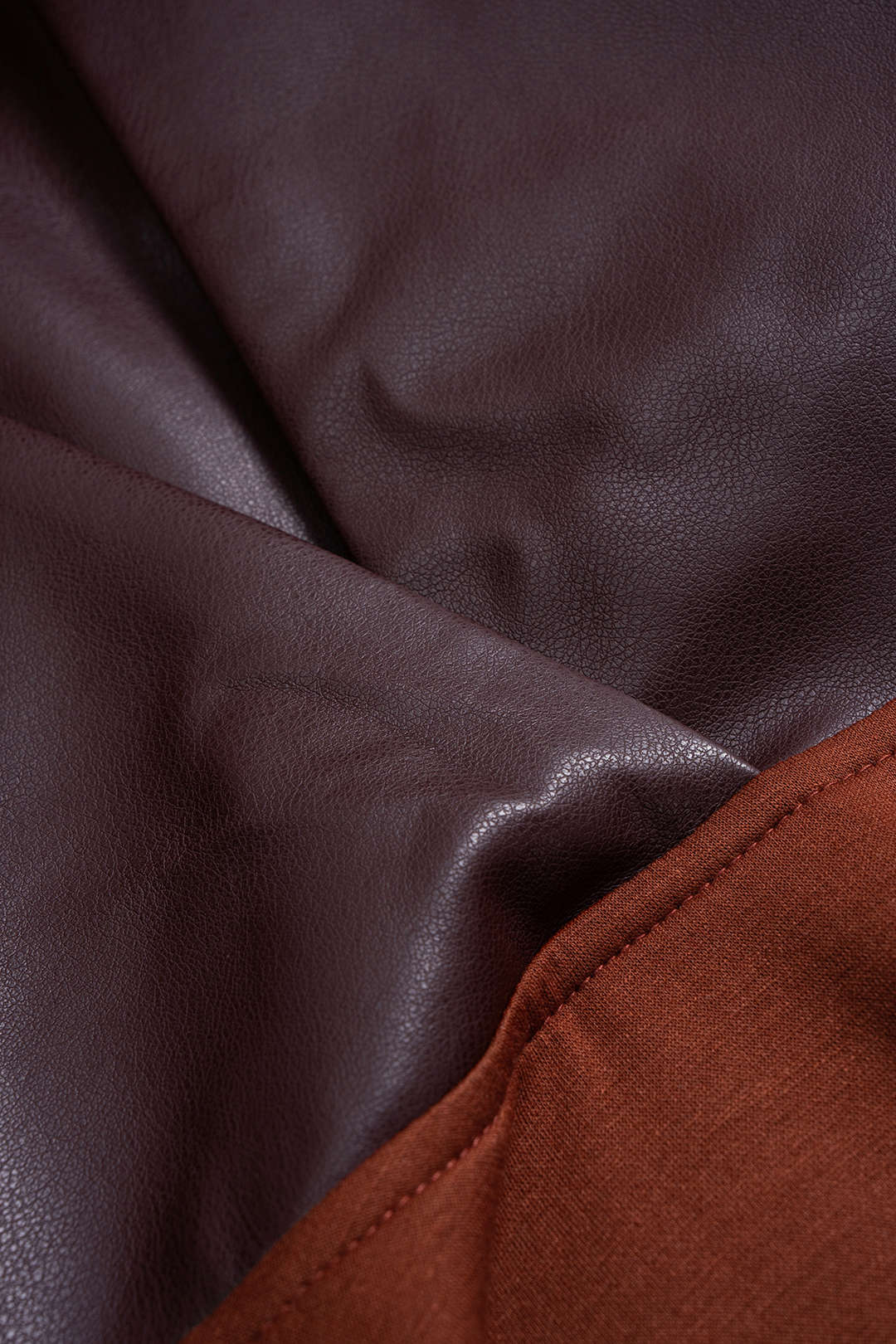 Faux Leather Patchwork Hoodie - Image 3