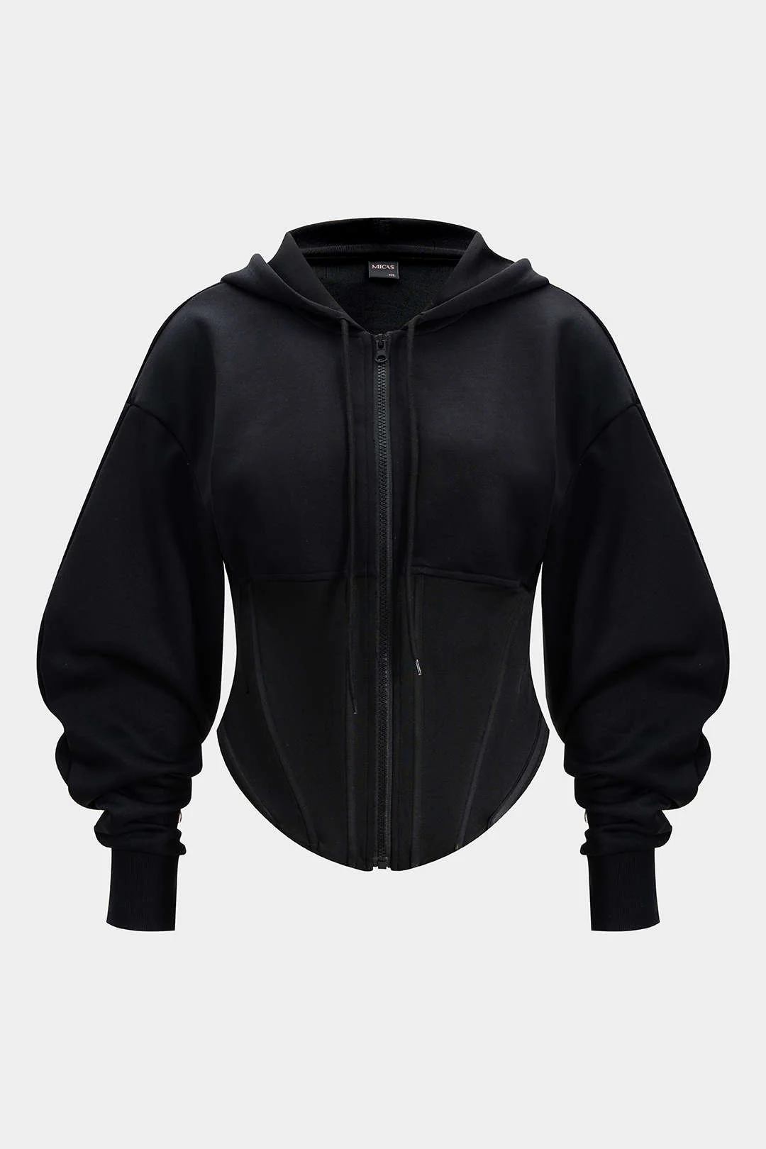 Plus Size Corset Drawstring Zipper Hoodie