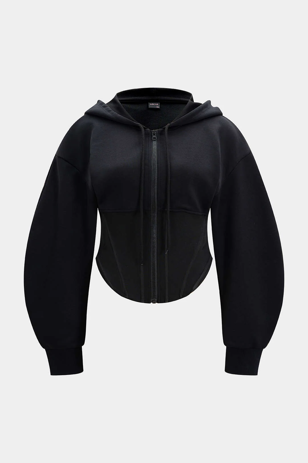 Plus Size Corset Drawstring Zipper Hoodie - Image 2